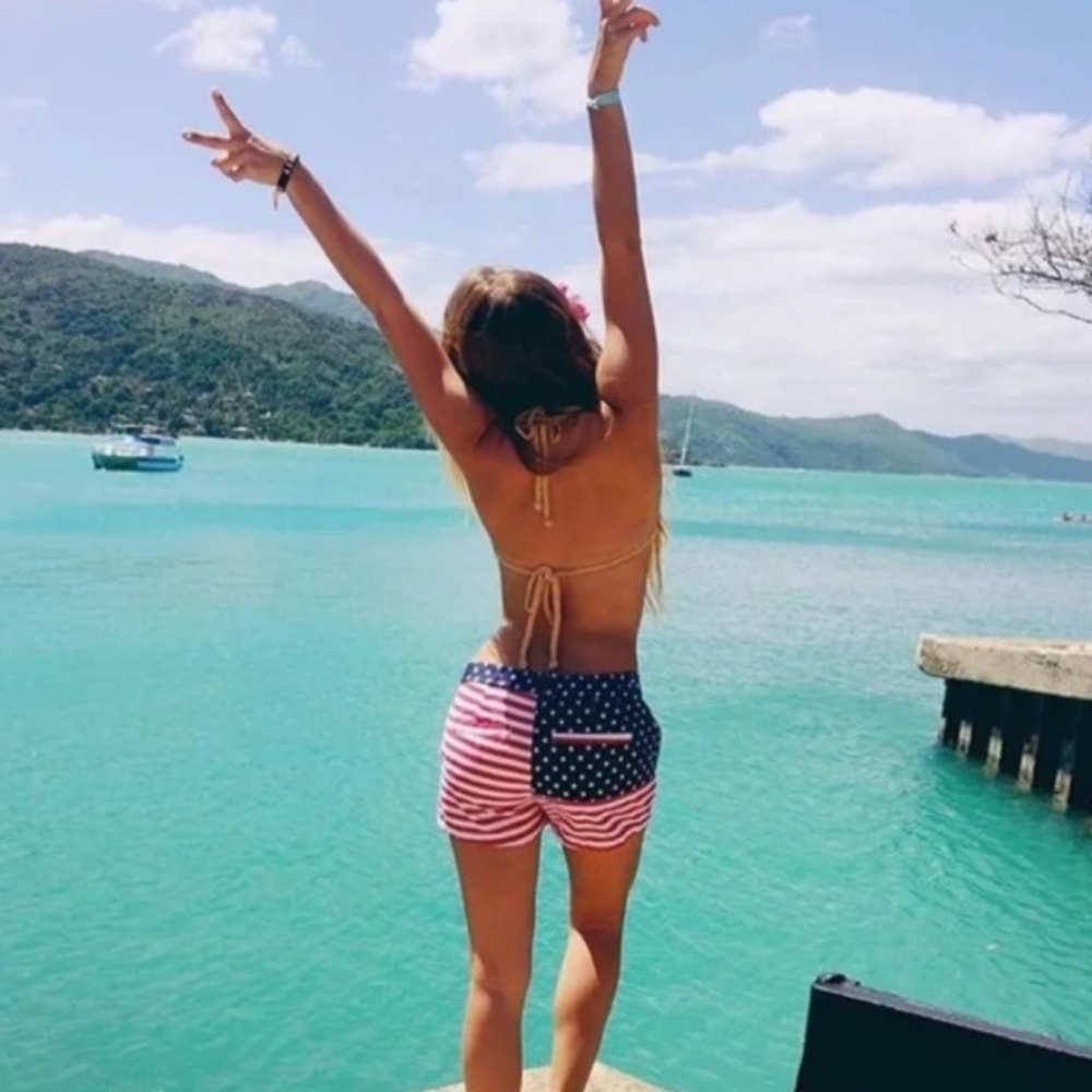 Chubbies Women's American Flag Swim Shorts - Red & White & Blue